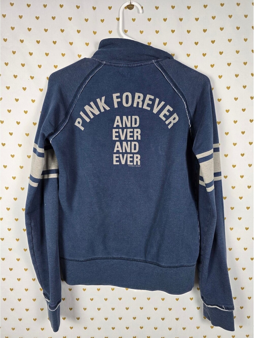 Victorias Secret Pink FOREVER Vintage Quarter Zip Soft Cotton Sweater Small